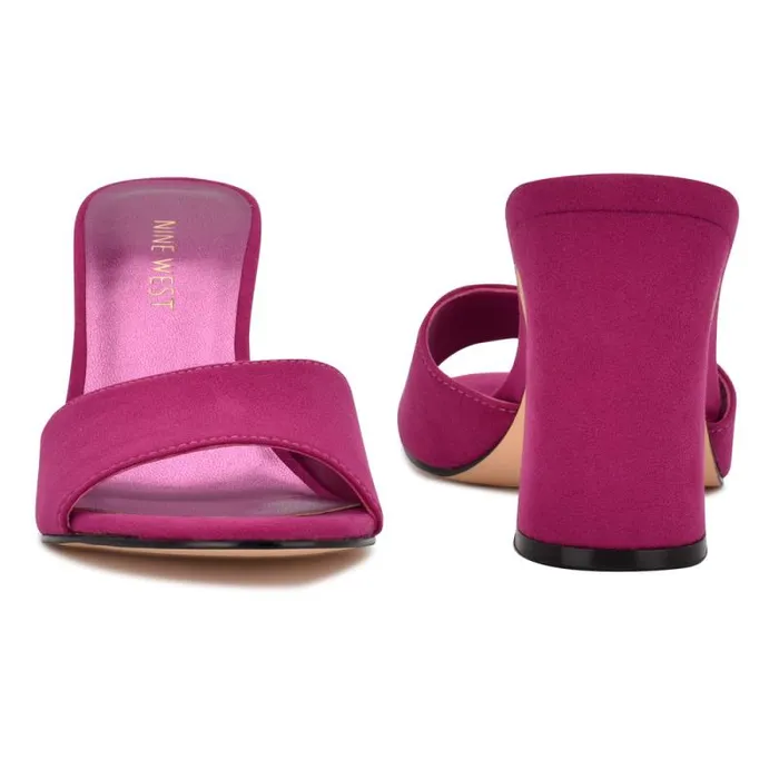 Unah Heeled Slide Sandals Dark Pink Suede Women Nine West Sandals Unah Heeled Slide Sandals Dark Pink Suede Women Nine West Sandals