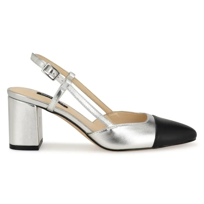 Unda Slingback Heels Silver Women Nine West Heels