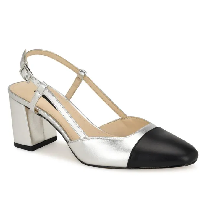 Unda Slingback Heels Silver Women Nine West Heels Unda Slingback Heels Silver Women Nine West Heels