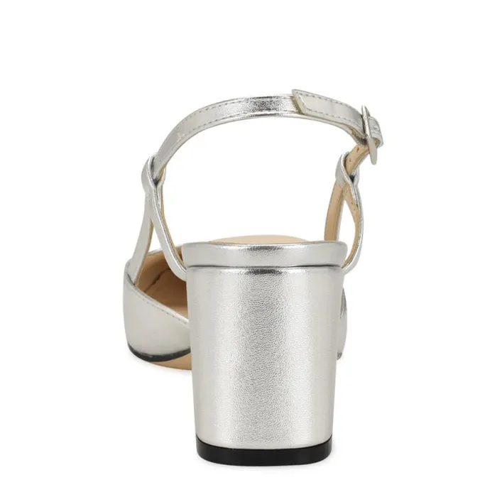 Unda Slingback Heels Silver Women Nine West Heels Unda Slingback Heels Silver Women Nine West Heels