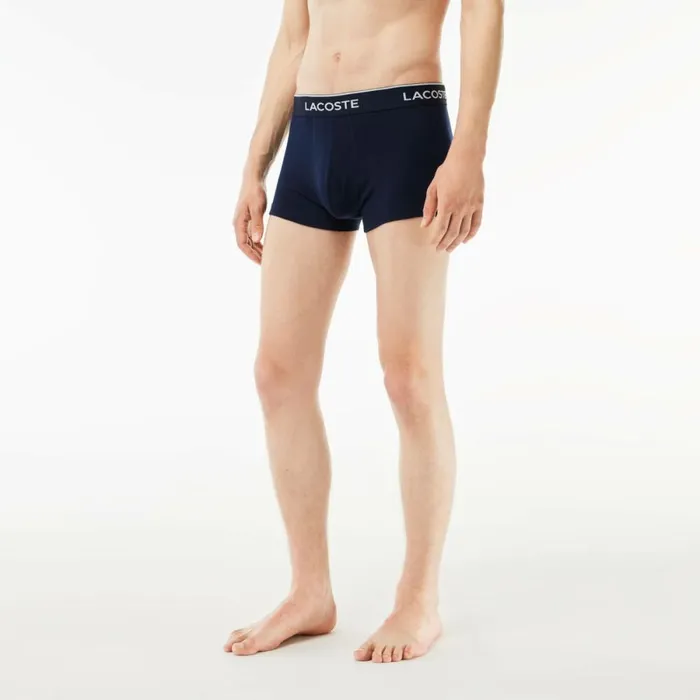 Underwear and Socks Men Lacoste Men039s 3Pack Trunks Blue White Navy Blue Piy