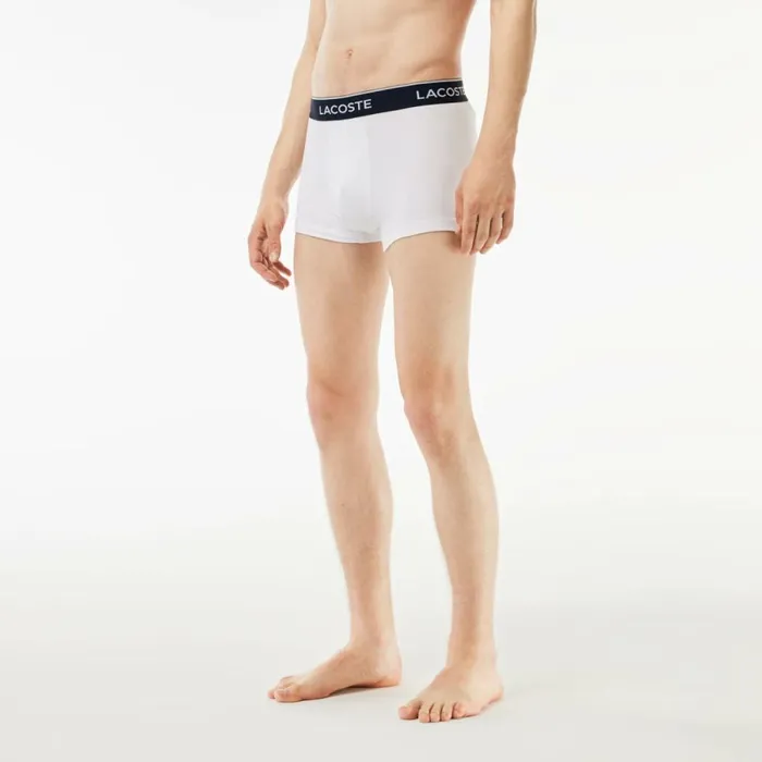 Underwear and Socks Men Lacoste Men039s 3Pack Trunks Blue White Navy Blue Piy