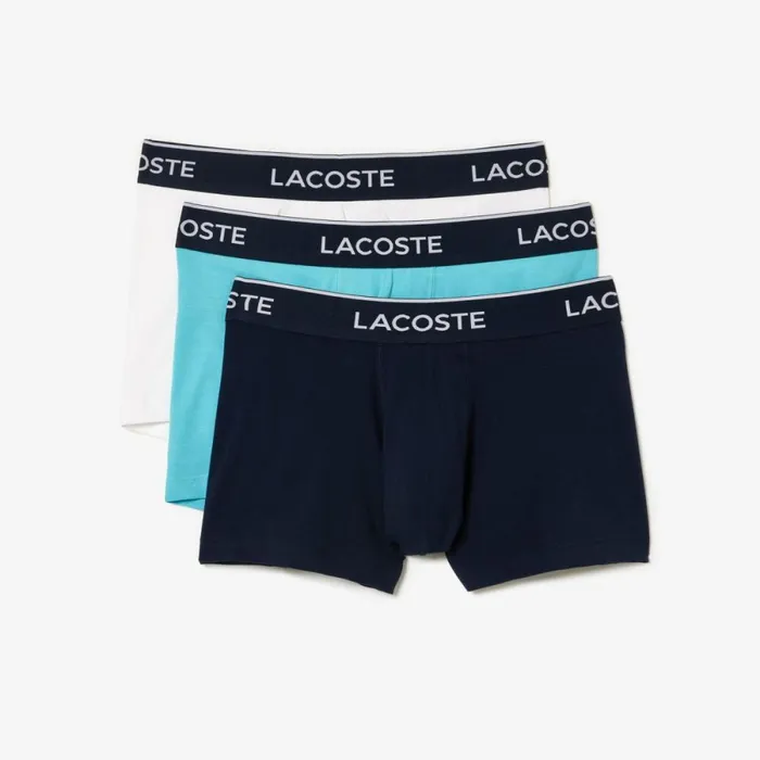 Underwear and Socks Men Lacoste Men039s 3Pack Trunks Blue White Navy Blue Piy