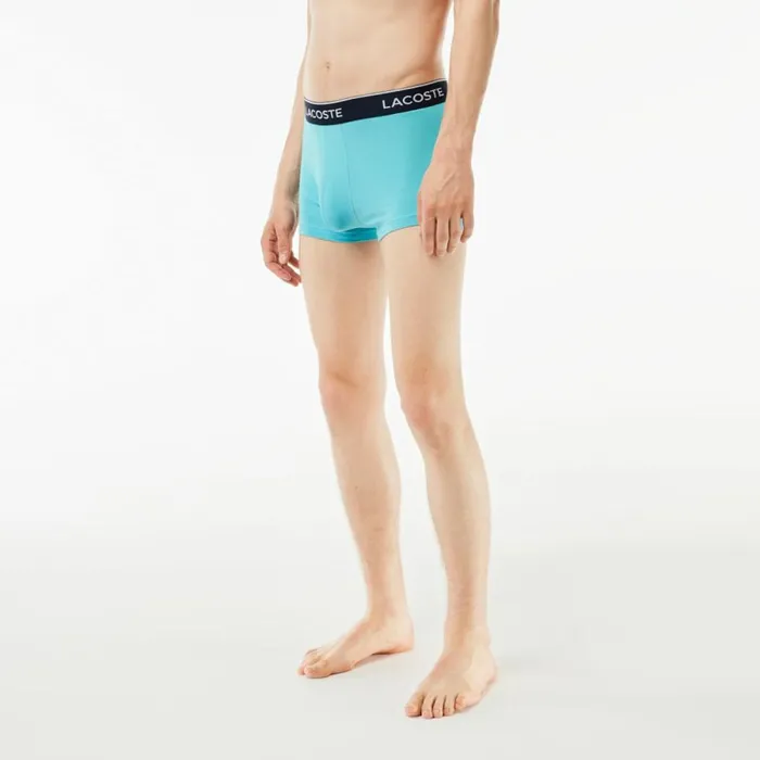 Underwear and Socks Men Lacoste Men039s 3Pack Trunks Blue White Navy Blue Piy