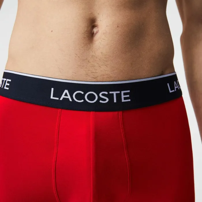 Underwear and Socks Men Lacoste Mens Long Stretch Cotton Boxer Brief 3Pack Navy Blue Red Navy Blue W64