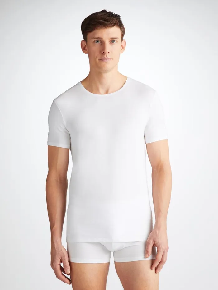 Underwear TShirts Men Derek Rose Underwear TShirt Alex Micro Modal Stretch White