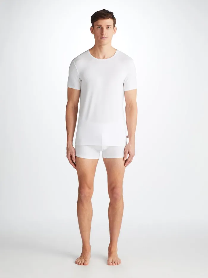 Underwear TShirts Men Derek Rose Underwear TShirt Alex Micro Modal Stretch White