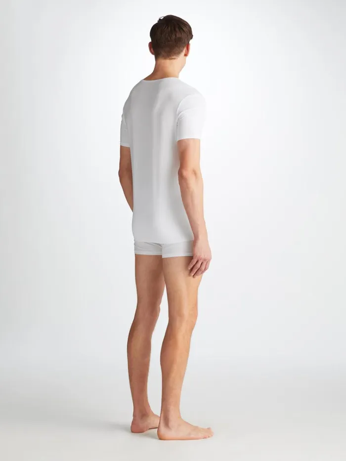 Underwear TShirts Men Derek Rose Underwear TShirt Alex Micro Modal Stretch White