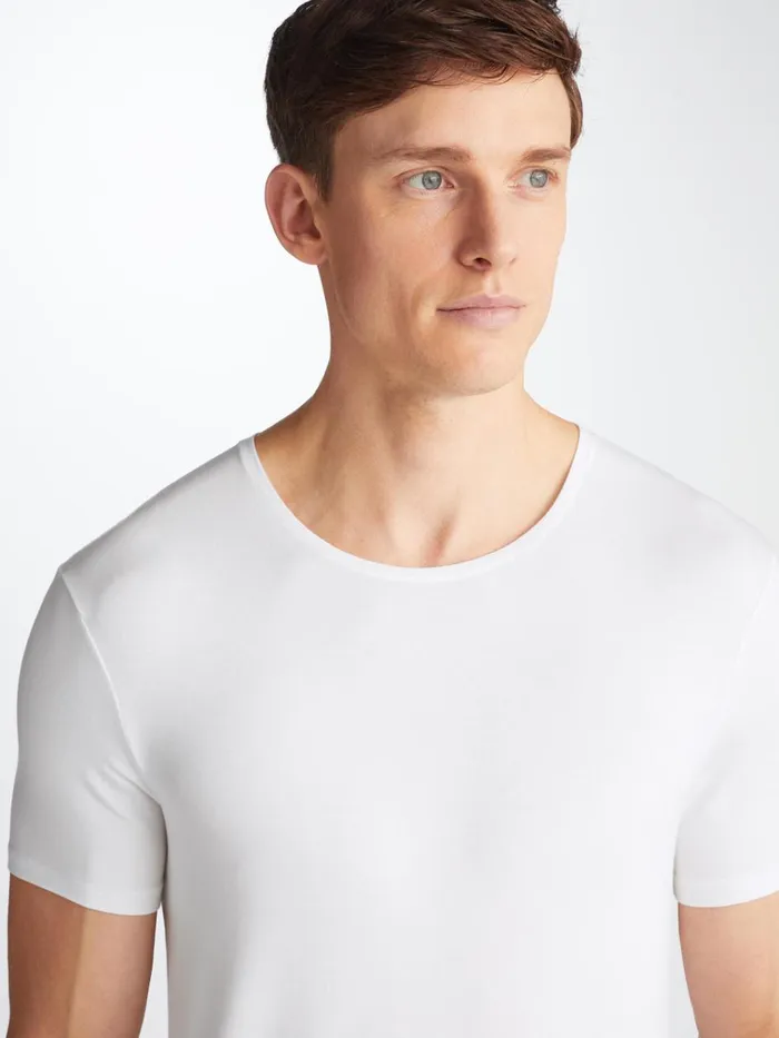 Underwear TShirts Men Derek Rose Underwear TShirt Alex Micro Modal Stretch White