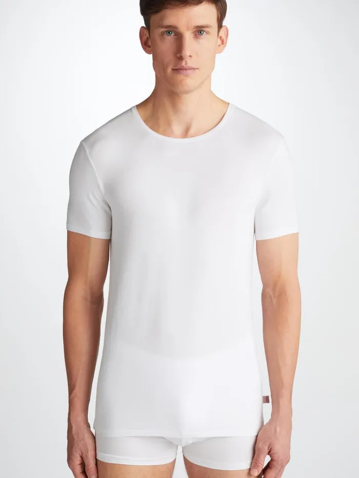 Underwear TShirts Men Derek Rose Underwear TShirt Alex Micro Modal Stretch White