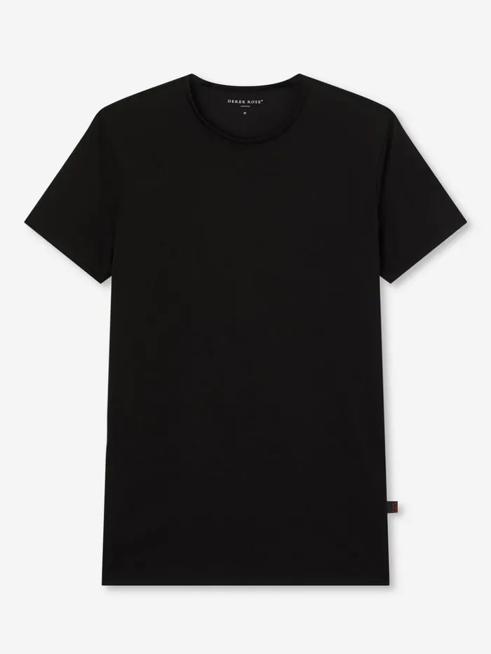 Underwear TShirts Men Derek Rose Underwear TShirt Jack Pima Cotton Stretch Black