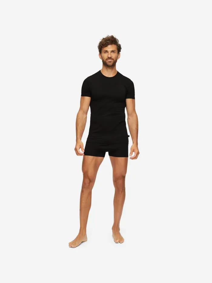 Underwear TShirts Men Derek Rose Underwear TShirt Jack Pima Cotton Stretch Black