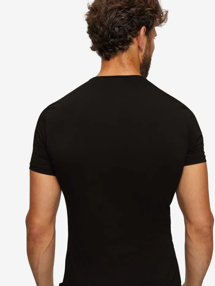 Underwear TShirts Men Derek Rose Underwear TShirt Jack Pima Cotton Stretch Black