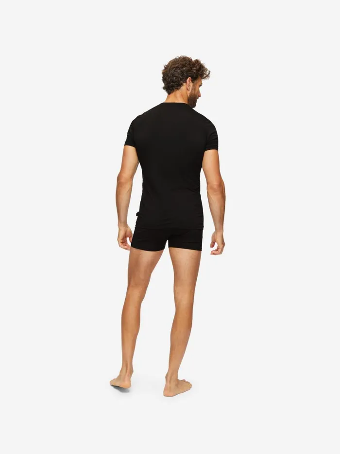 Underwear TShirts Men Derek Rose Underwear TShirt Jack Pima Cotton Stretch Black