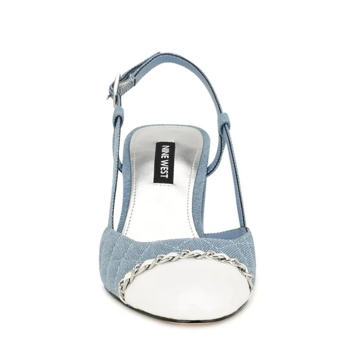 Uround Quilted Cap Top Slingbacks Denim Women Nine West Heels