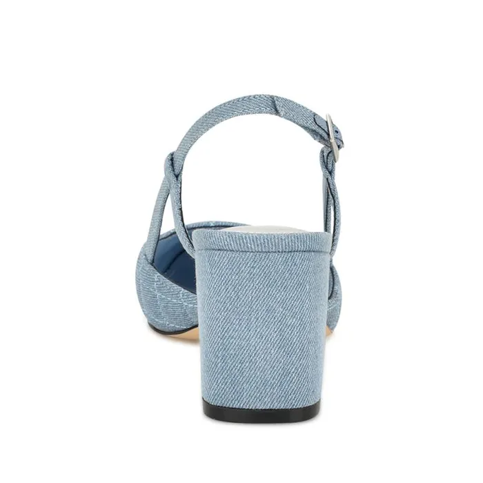 Uround Quilted Cap Top Slingbacks Denim Women Nine West Heels