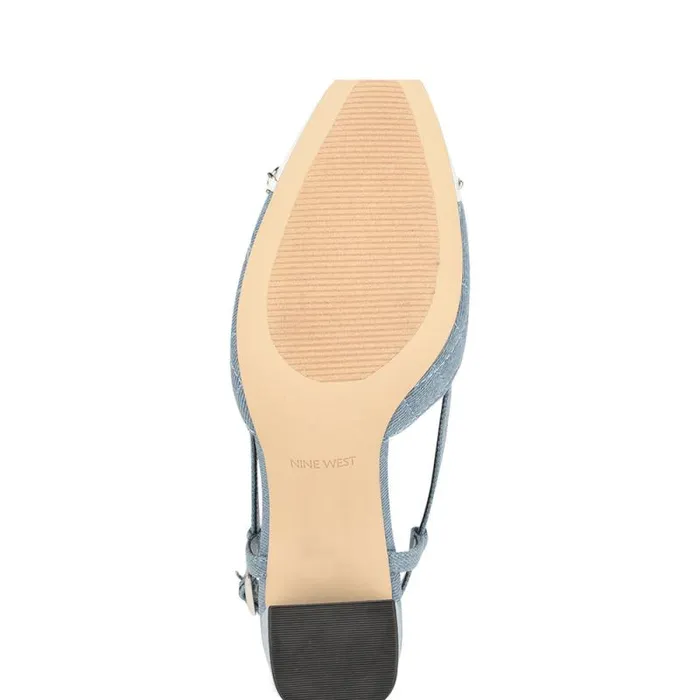 Uround Quilted Cap Top Slingbacks Denim Women Nine West Heels