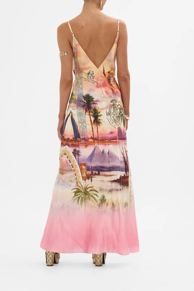 V NECK FULL LENGTH BIAS SLIP DRESS MILLAS GOT MAIL Millas Got Mail Womens Camilla Dresses