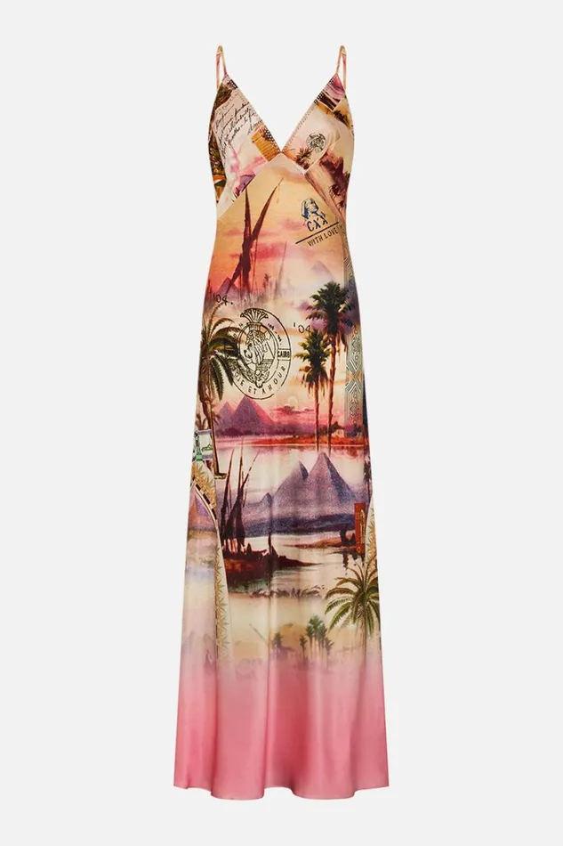 V NECK FULL LENGTH BIAS SLIP DRESS MILLAS GOT MAIL Millas Got Mail Womens Camilla Dresses