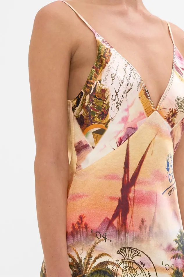 V NECK FULL LENGTH BIAS SLIP DRESS MILLAS GOT MAIL Millas Got Mail Womens Camilla Dresses