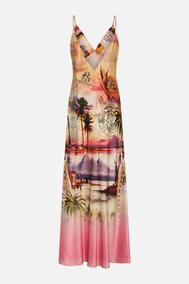 V NECK FULL LENGTH BIAS SLIP DRESS MILLAS GOT MAIL Millas Got Mail Womens Camilla Dresses