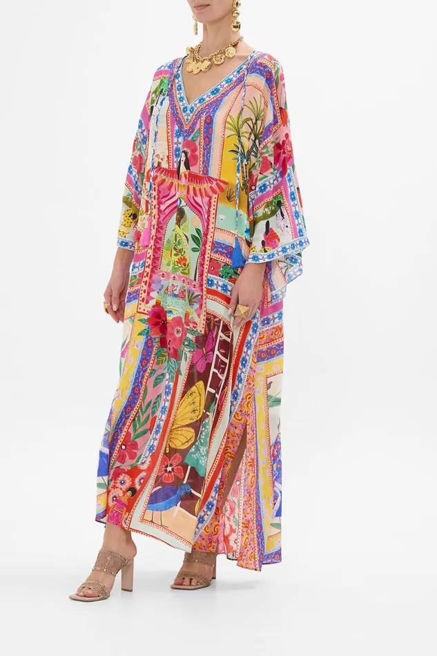 V NECK KAFTAN WITH TIES ROEQIYAS REALM Roeqiyas Realm Womens Camilla Kaftans