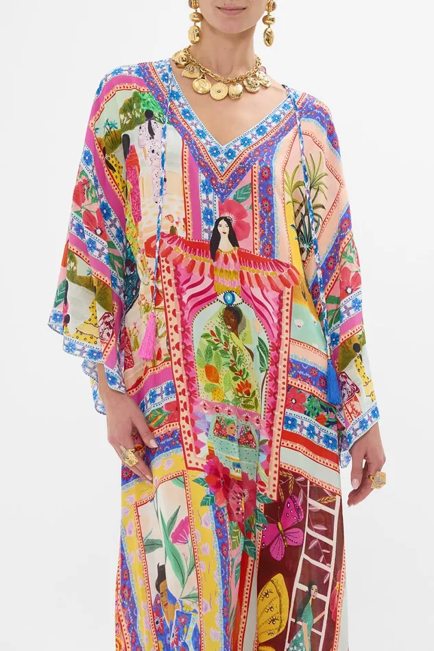V NECK KAFTAN WITH TIES ROEQIYAS REALM Roeqiyas Realm Womens Camilla Kaftans