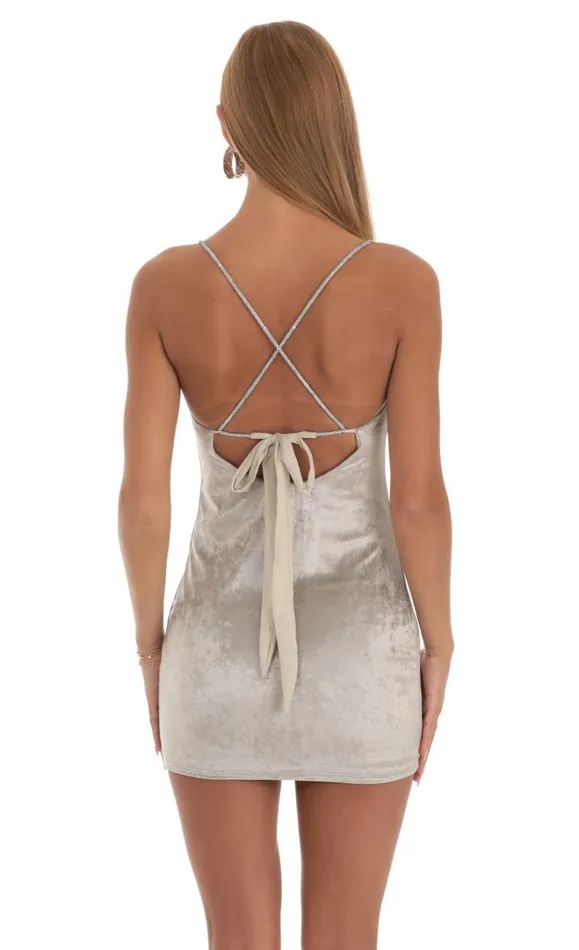 Velvet Bodycon Dress Taupe Women LUCY IN THE SKY Mini Dresses