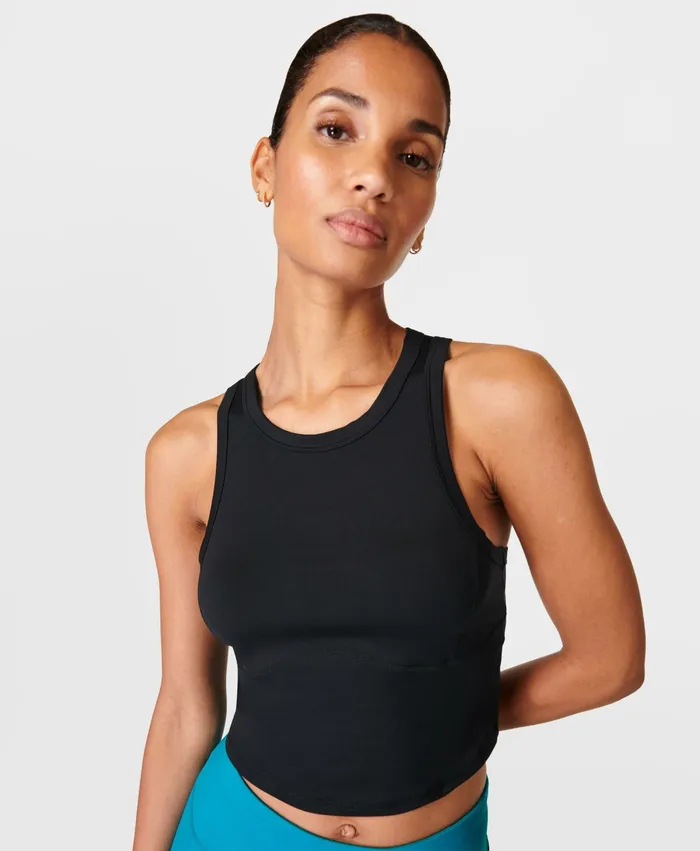 Vest Tops All Day Racerback Crop Vest Black 8211 Sweaty Betty Women