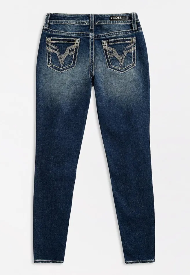 Vigoss Dark Wash Backed Destructed Skinny Jean Women Maurices Jeans