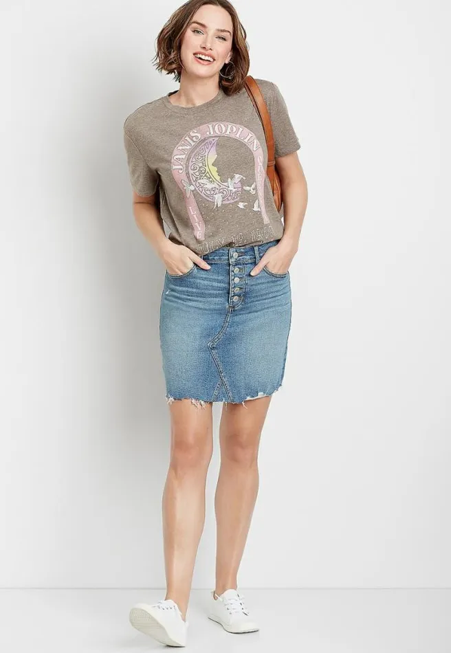 Vintage Medium Button Fly Denim Skirt Women Maurices Bottoms