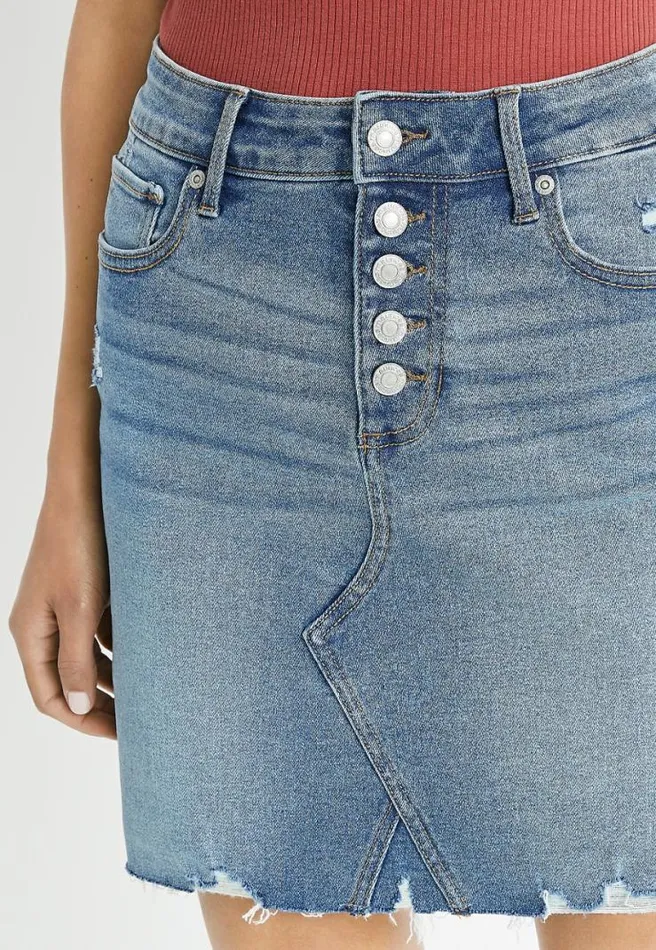 Vintage Medium Button Fly Denim Skirt Women Maurices Bottoms