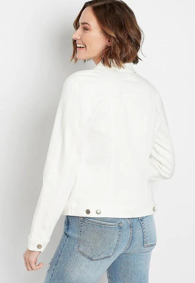Vintage Off White Ripped Denim Jacket Women Maurices Tops