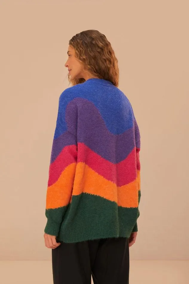 Vintage Waves Multicolor Knit Cardigan Women FARM Rio Cardigans