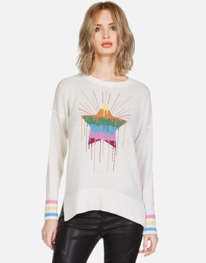 Vivian Dripping Star Creme Women Lauren Moshi Sweaters and Knits