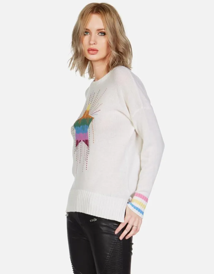 Vivian Dripping Star Creme Women Lauren Moshi Sweaters and Knits