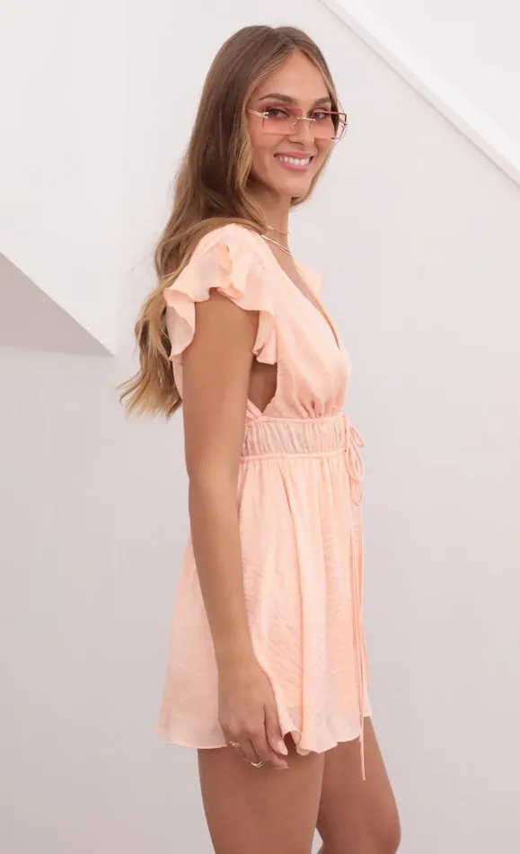Washed Satin Plunge Aline Dress Coral Women LUCY IN THE SKY Mini Dresses Washed Satin Plunge Aline Dress Coral Women LUCY IN THE SKY Mini Dresses