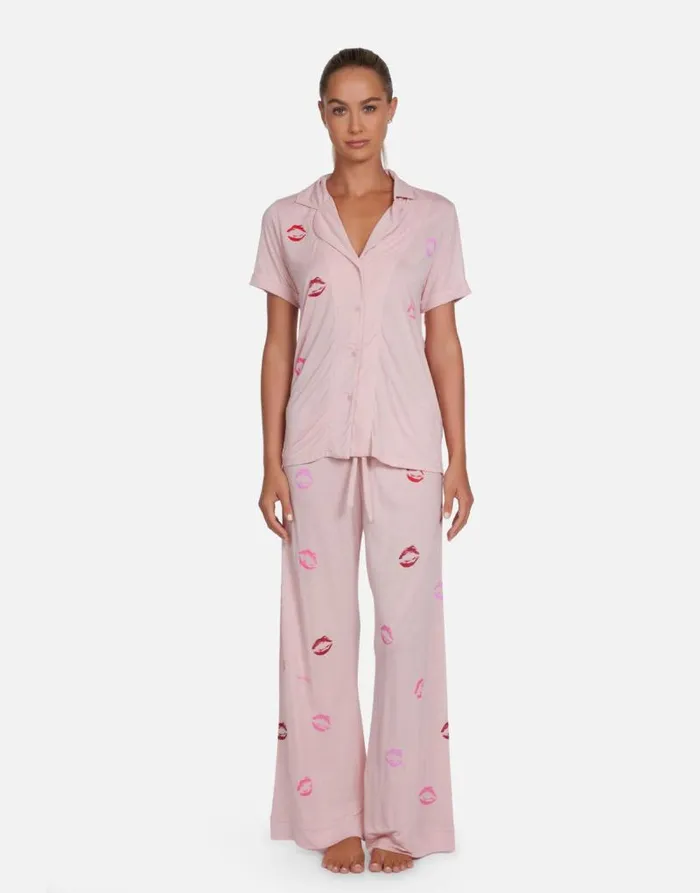 Waverly Mini Watercolor Lips Pale Pink Women Lauren Moshi Short Sleeve