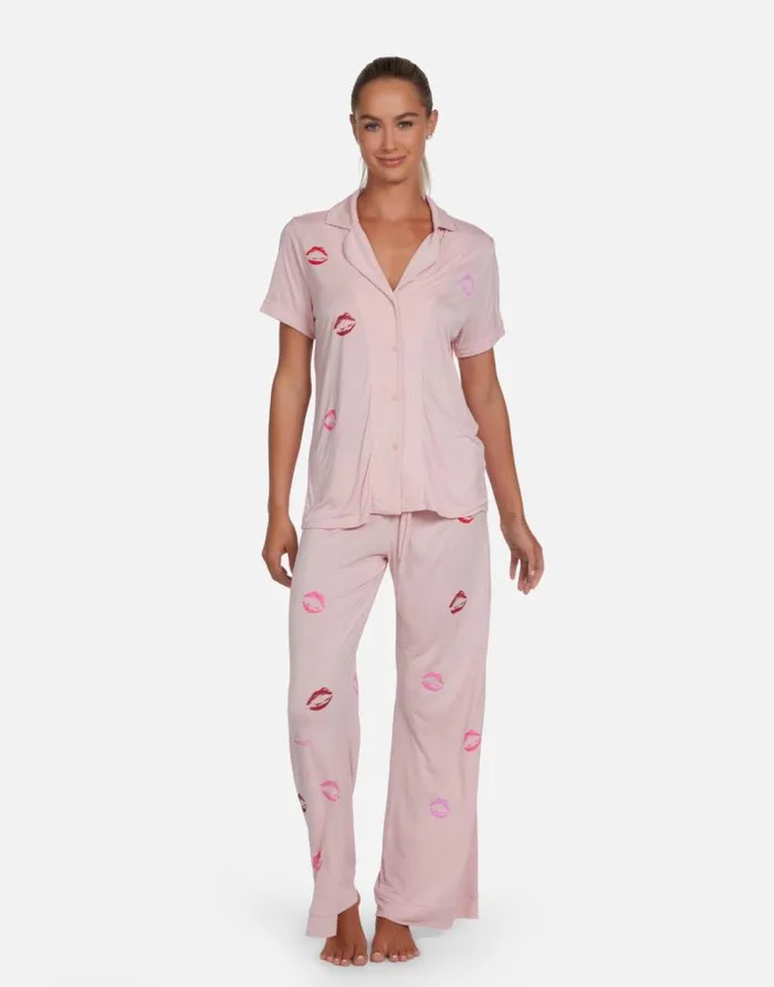Waverly Mini Watercolor Lips Pale Pink Women Lauren Moshi Short Sleeve