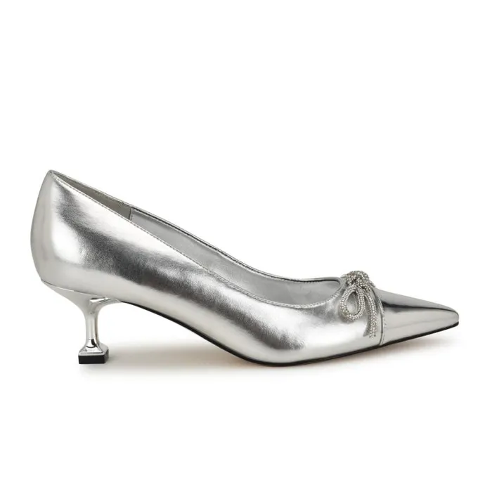 Wendon Bow Pumps Silver Women Nine West Heels