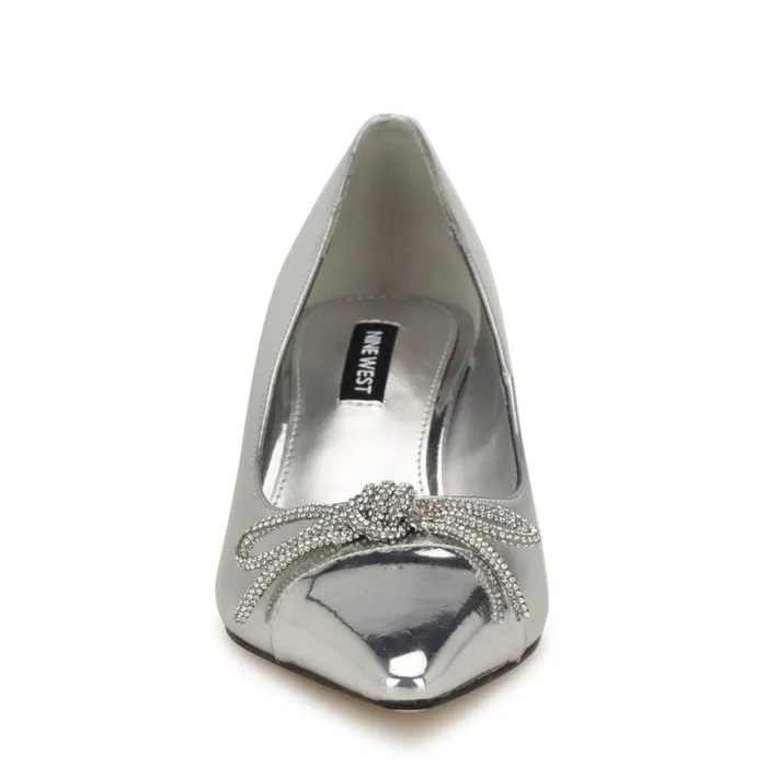 Wendon Bow Pumps Silver Women Nine West Heels Wendon Bow Pumps Silver Women Nine West Heels