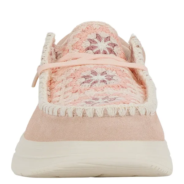 Wendy Comf Suede Crochet Pale PinkMulti Platforms heydude Apparel