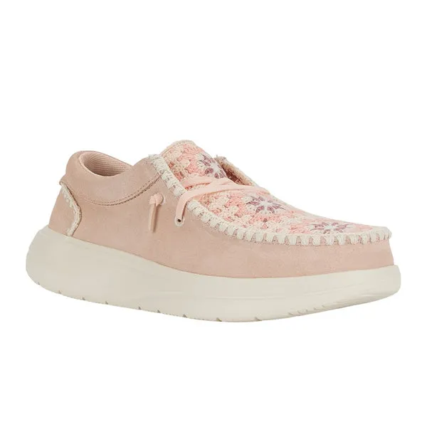 Wendy Comf Suede Crochet Pale PinkMulti Platforms heydude Apparel