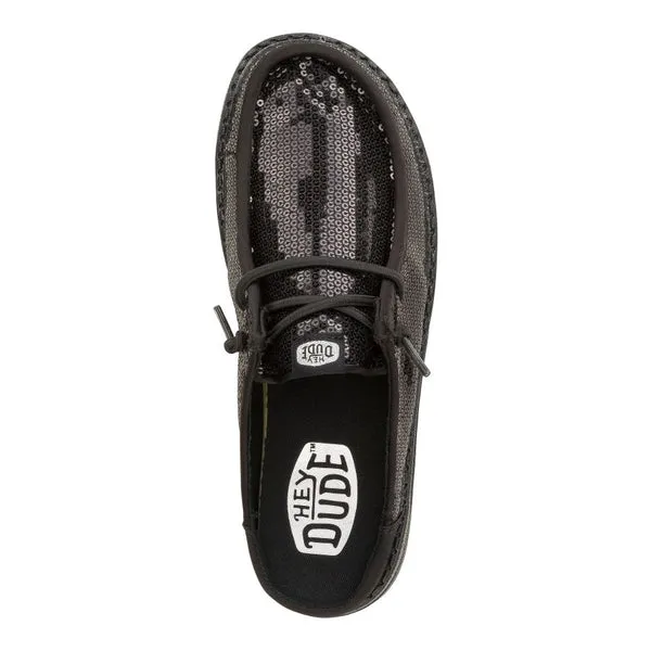 Wendy Slip Sequin Black Mules heydude Apparel