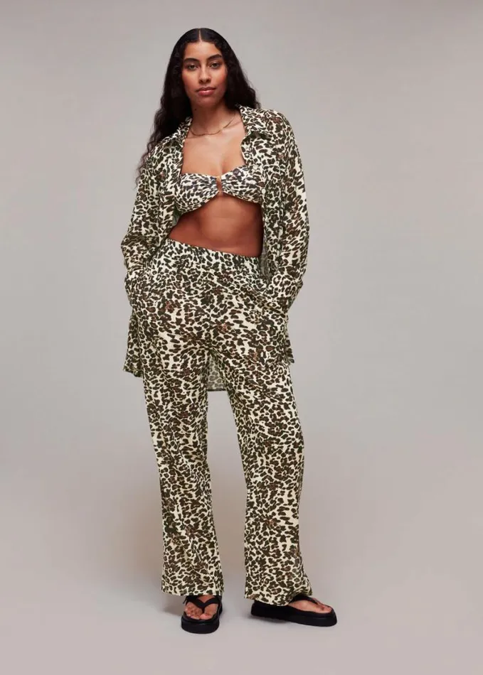 Whistles Animal Print Beach Trouser Leopard Print Women Pants