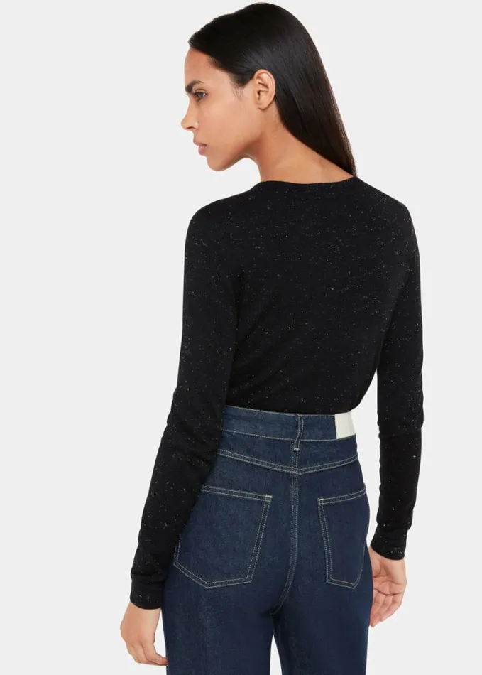 Whistles Annie Sparkle Crew Neck Black Women Sweaters and Cashmere