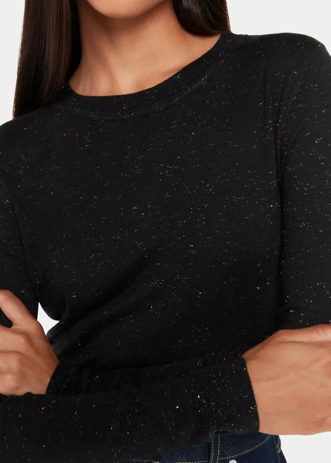 Whistles Annie Sparkle Crew Neck Black Women Sweaters and Cashmere