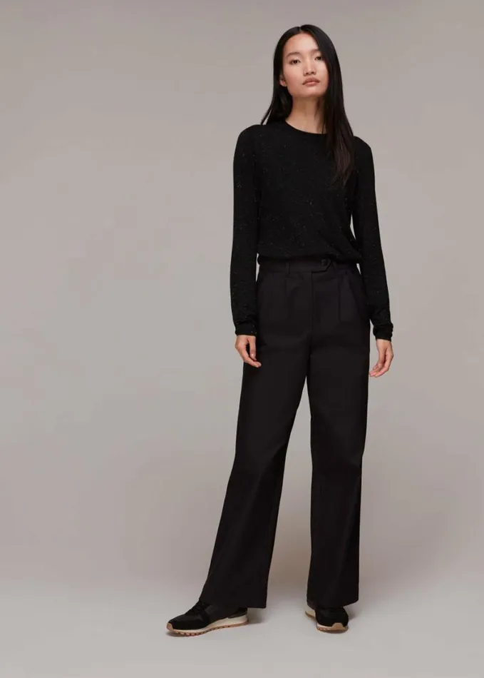 Whistles Annie Sparkle Crew Neck Black Women Sweaters and Cashmere