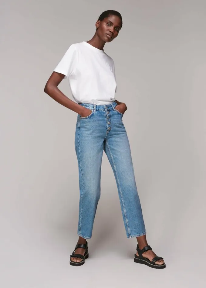 Whistles Authentic Hollie Button Jean Denim Women Jeans