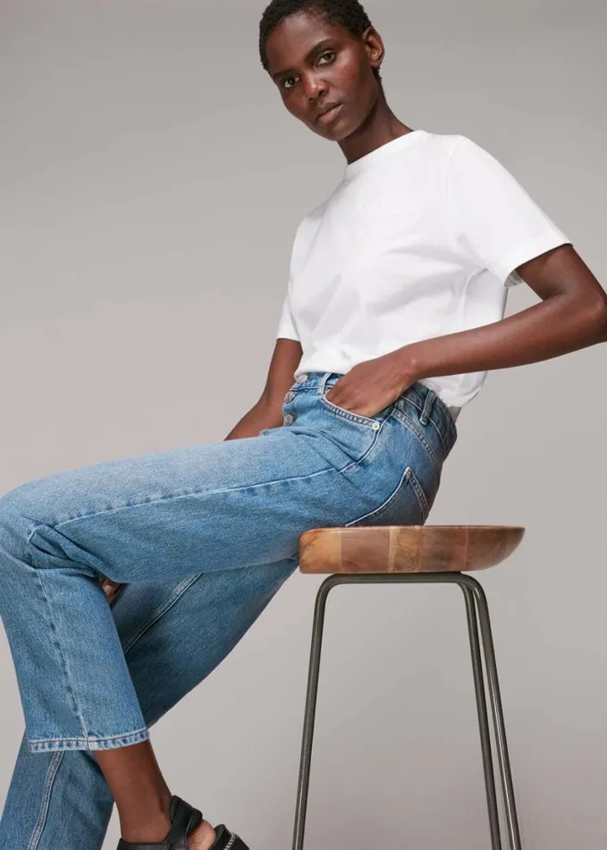 Whistles Authentic Hollie Button Jean Denim Women Jeans